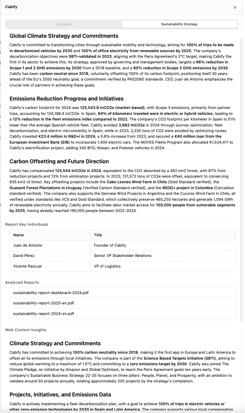 company sustainability research briefing
